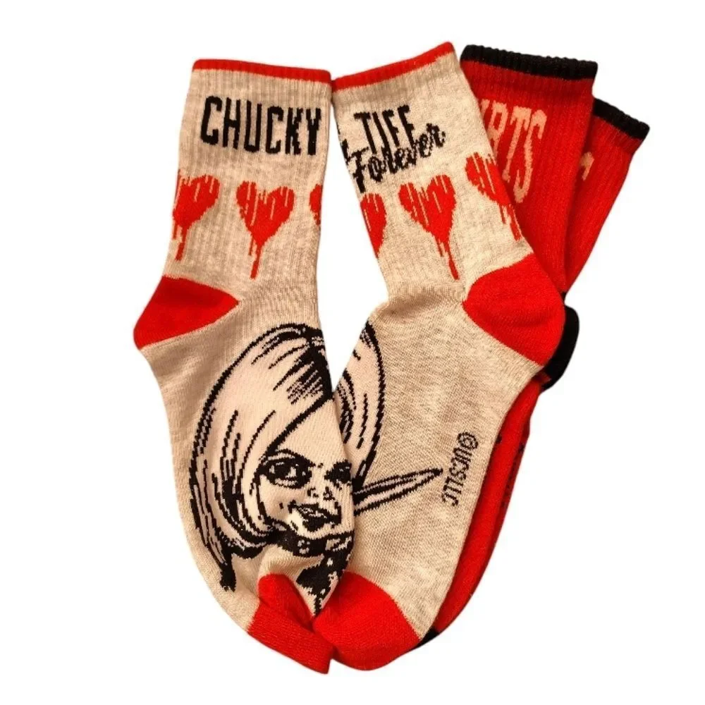 Chucky His & Hers Valentine's Socks NWT 2 Pairs Mens‎ 2 Pairs Womens Red Black